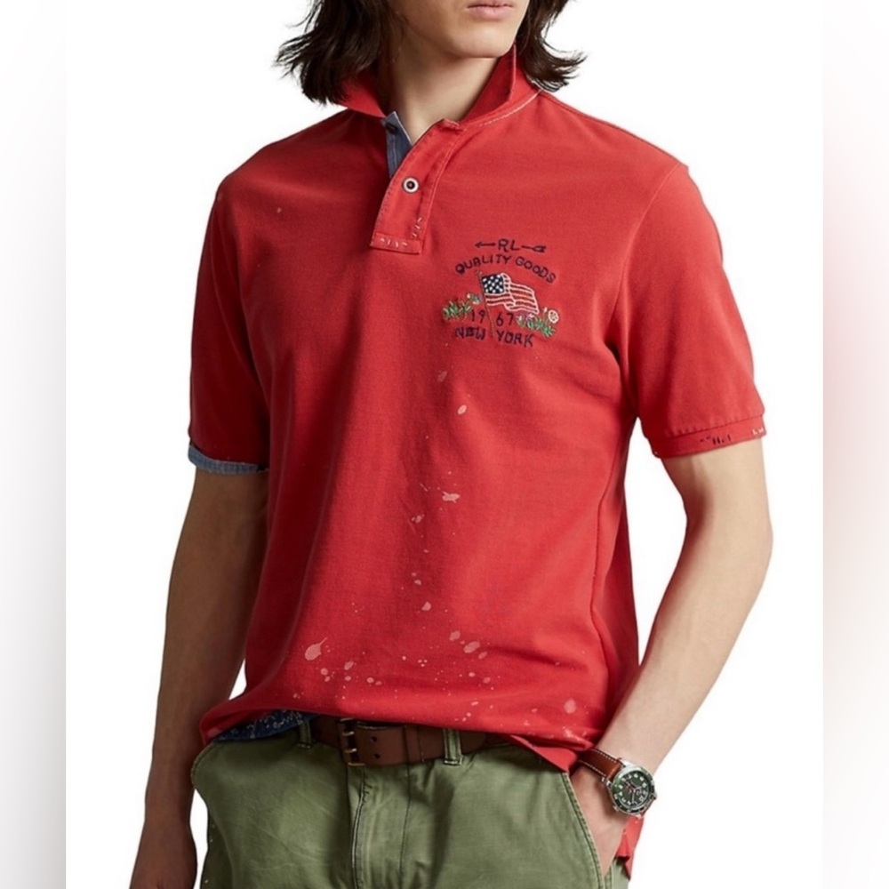 Polo Ralph Lauren Distressed Mesh Polo Shirt - Picture 1 of 5